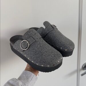 JustFab Gray Mules with Buckle